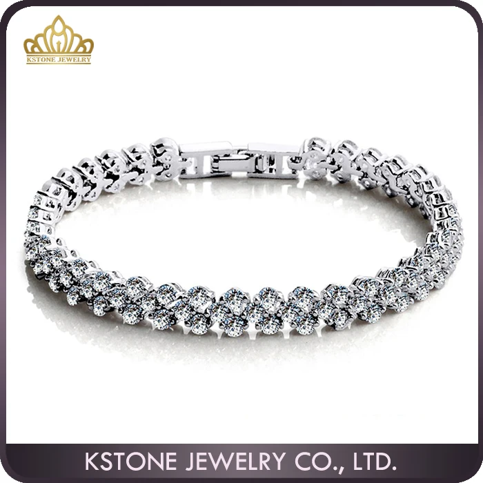 

KSTONE Platinum Plated full crystal rhinestones Roman CZ Tennis bracelet, Can be customized
