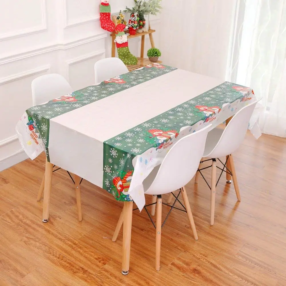 Christmas Party Table Cloth of Disposable Plastic Rectangular Table Cloth Plastic Table Cover for Christmas Party Decor 43 x 71 inches 2 Pieces