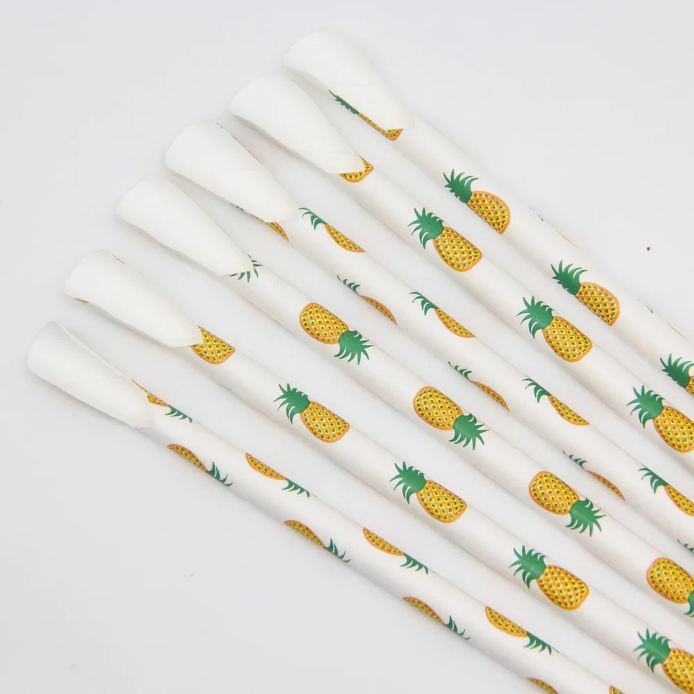 

2021 New Pineapple Paper Straw Spoon Wholesales for Birthday Party Drinking Table Decoration Eco-friendly Party Favor, Shown as picture