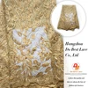 Factory free sample latest design french gold beaded tulle lace fabric for lady
