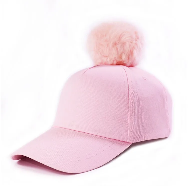 New Style Pom Pom Lady Pink 5 Panel Baseball Cap Buy Ladies Cap