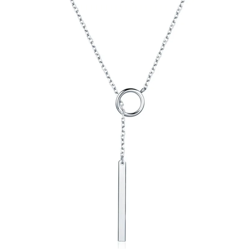 

Bar 925 sterling silver necklaces women jewelry Blank Pendant Necklace