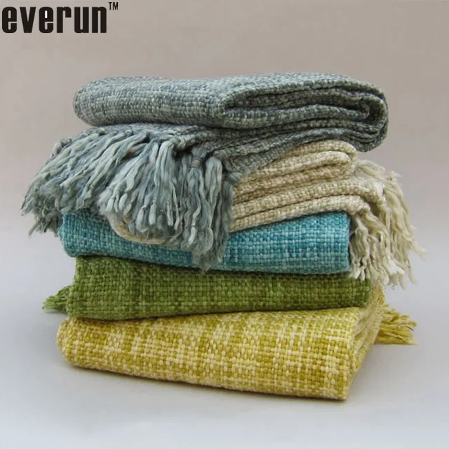 Space Dyed Acrylic Boucle Fringed Chunky Blanket,100 Woven Acrylic