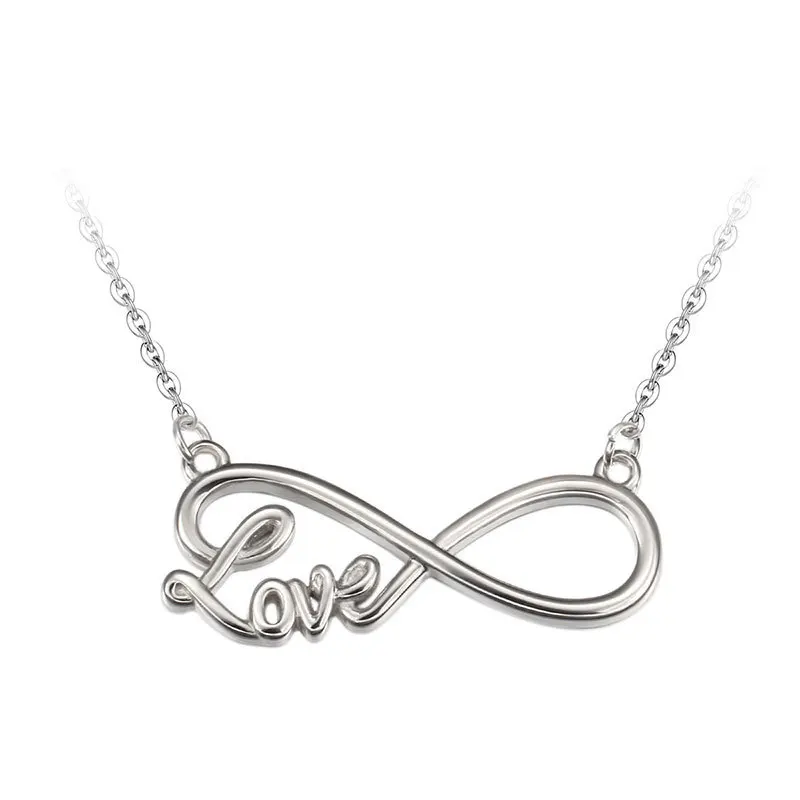 

Forever Love Lady Women Anniversary Souvenir Gift Item Accessories Stainless Steel Elegant Upmarket 8 Shape Letter Love Necklace, Silver color as shown