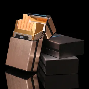 Image of Brushed 5 Colors Aluminum Metal Cigar Cigarette Box Holder Pocket Tobacco Storage Case