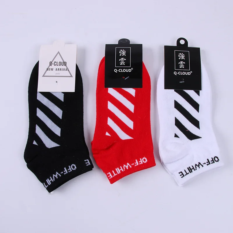 red black white letters off america crew socks gym for boys