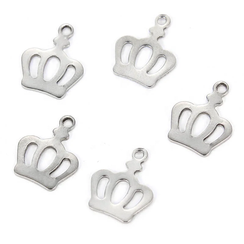 

fashion Stainless steel crown small charm necklace Bracelet jewelry charms DIY Accessories, Steel color