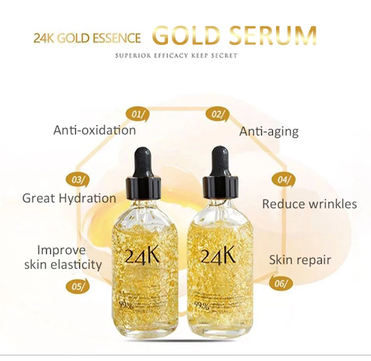 Private label Hyaluronic Acid Collagen 24 K Gold Facial Serum for Anti-aging