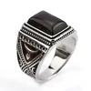 Real 925 Sterling Silver Men ring Setting Brown Big Stone Rings for Men Finger Ring Jewelry