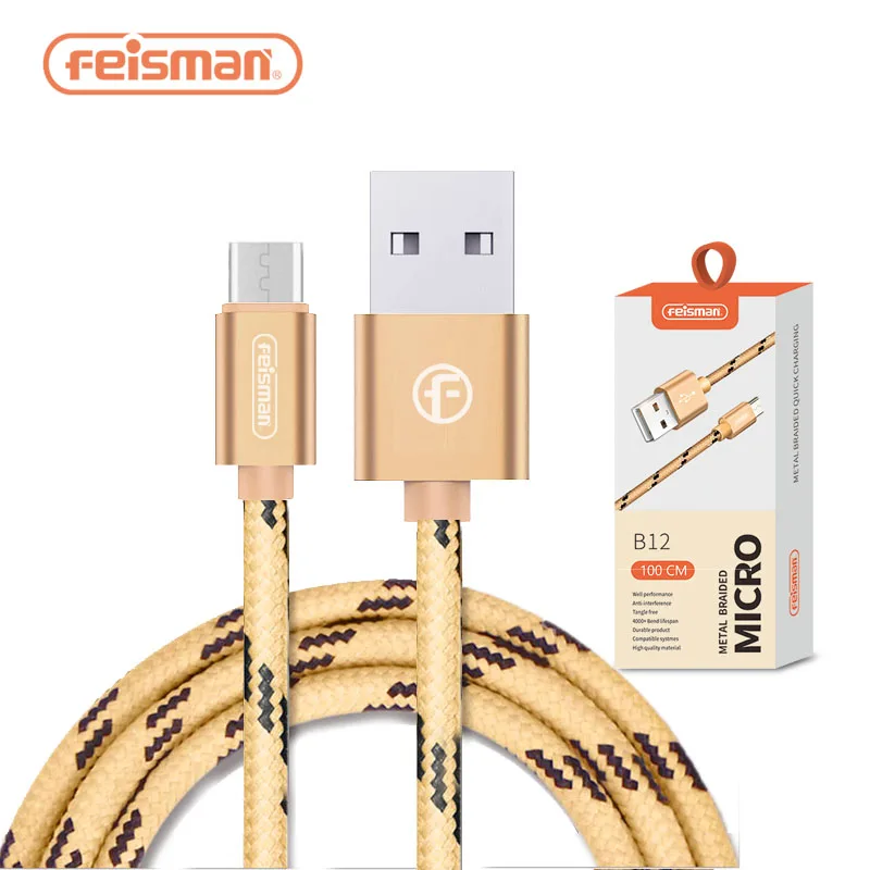 

Feisman 3ft Charger Cable, 1M 2A Original Metal Nylon Braided Fast Phone Micro USB Cable for Android Samsung Galaxy S7 Edge S6, Gray;red;gold;rose gold