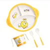 Cute Bamboo Dinner Plate For Kids Cartoon Dinnerware Set Eco-Friendly Cutlery Children School Bamboo Tableware Dinner Set