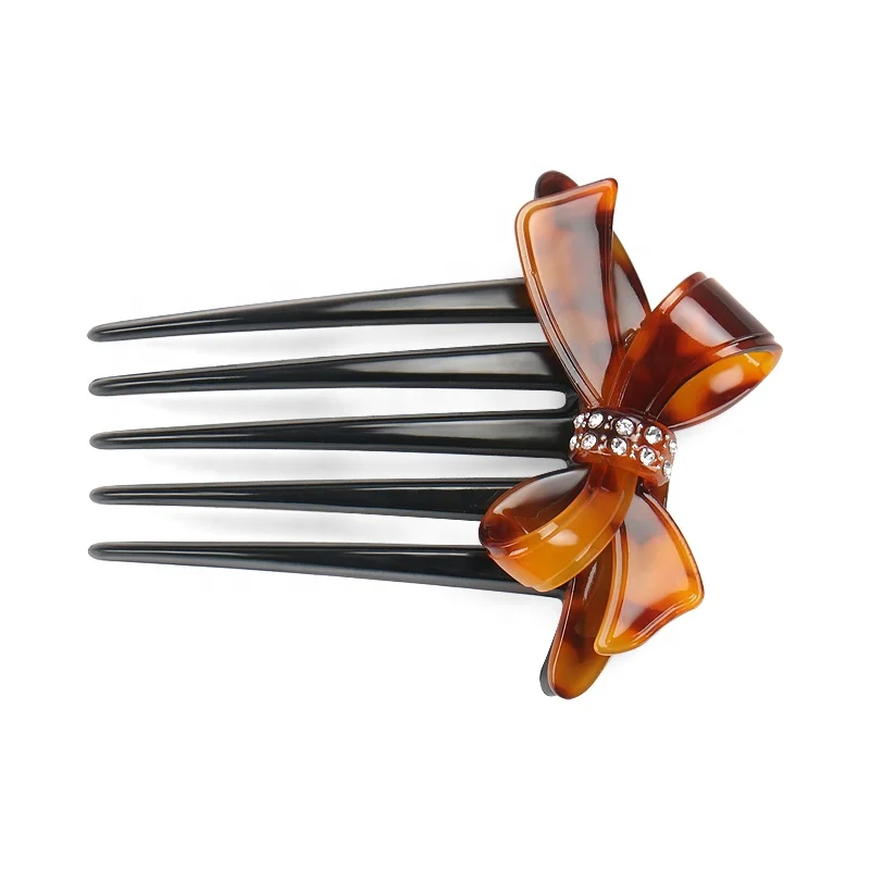 

Elegant Bow Hair Combs Large 10cm Cellulose Acetate Comb Hair Clips with Rhinestone Bowknot Bridal Hair Comb