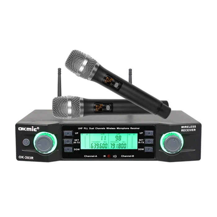 

Factory Wholesale Price portable dual channels wireless handheld microphone, Black