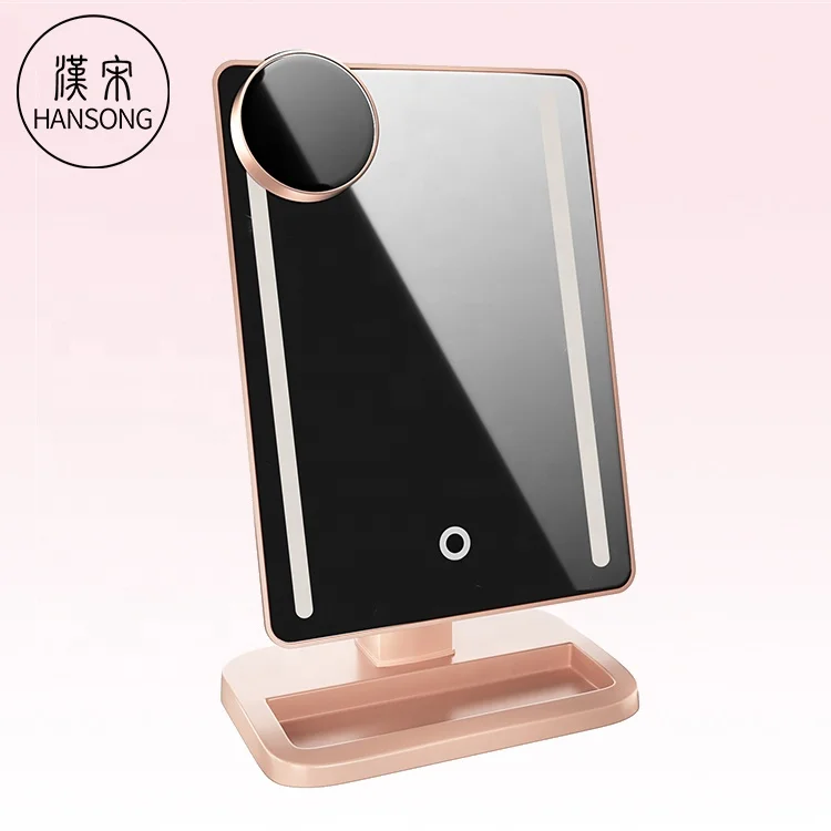 

Illuminated Cosmetic Vanity Mirror with Base Speaker Touch Screen LED Cosmetic Best Makeup Mirror with LED Light, White/black/rose gold