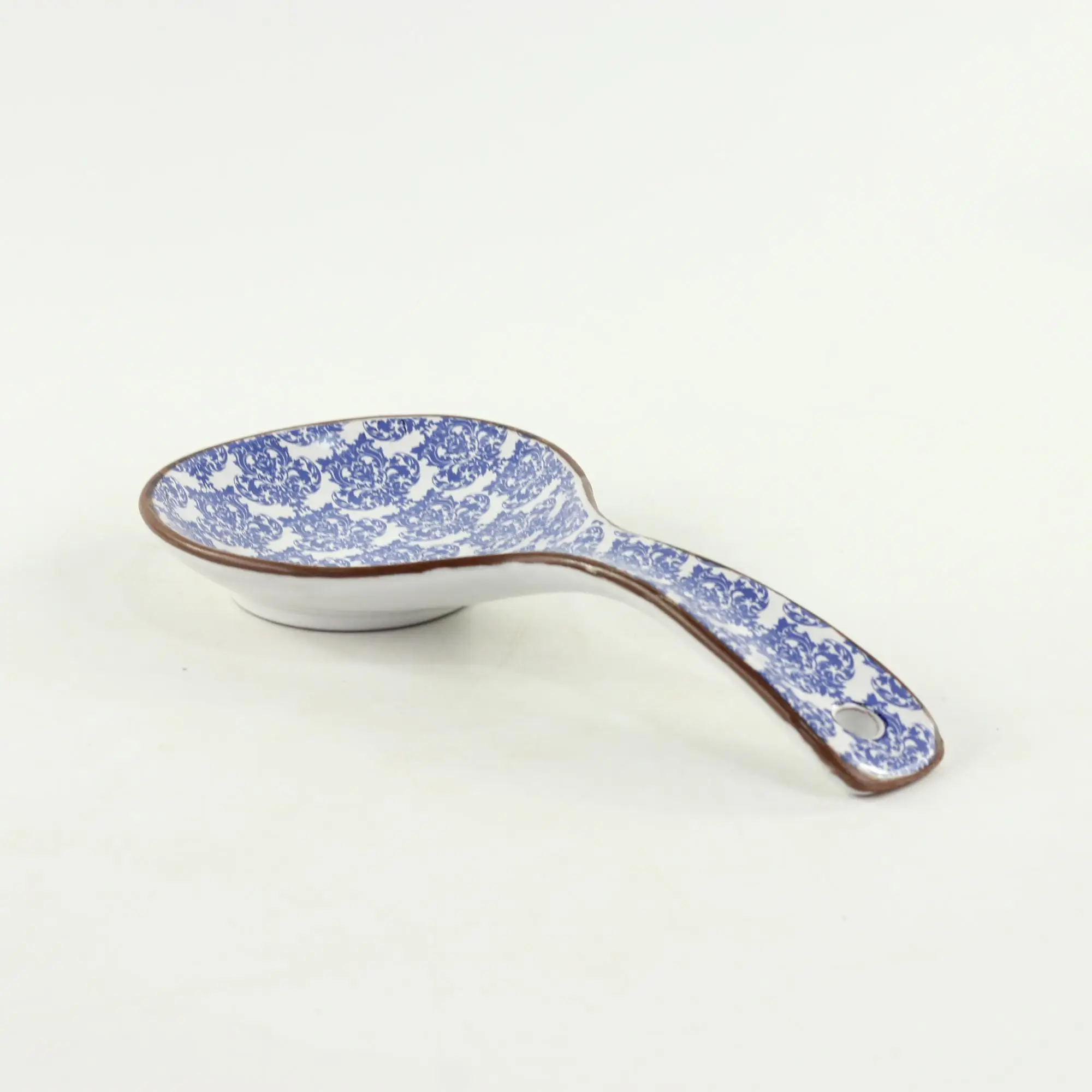 Traditionial Japanese White Ceramic Spoon Rest With Decal For Sales
