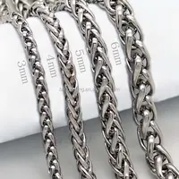 

Hot selling men's Silver Stainless Steel Wheat Braided Chain Necklace