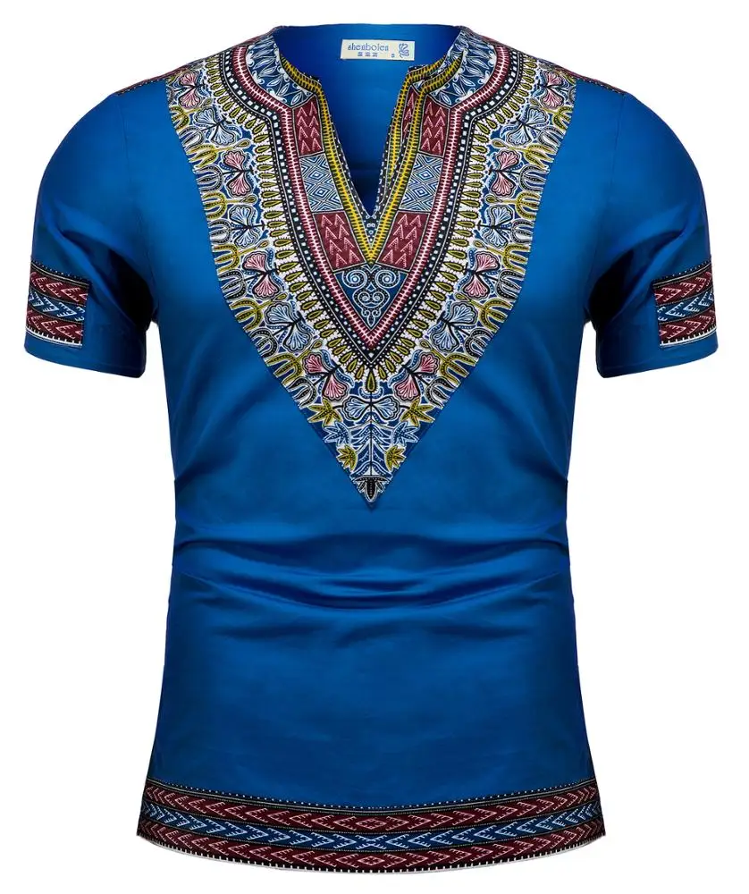 

2019 African Print Men Fashion Designs Cotton Classical African Wax Print Casual Men Basic Top Wholesale, As picture or customized