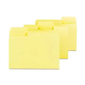 Smead : SuperTab Colored File Folders, 1/3 Cut, 11 Pt. Stock, Letter, Yellow, 100/Box -:- Sold as 2 Packs of - 100 - / - Total of 200 Each