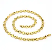 

New Fashion Hiphop 316L Stainless Steel Gold Plated High Polish Pig Nose Coffee Bean Chain link Necklace Jewelry