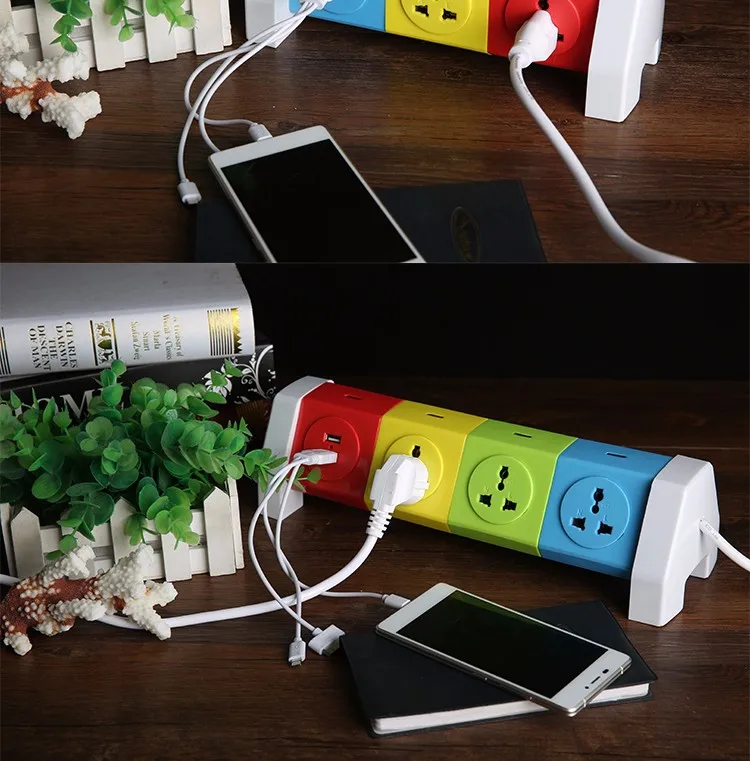 5 Gang Universal Multi Function Flexible Extension Socket with 2 USB Smart Desktop Power Strip