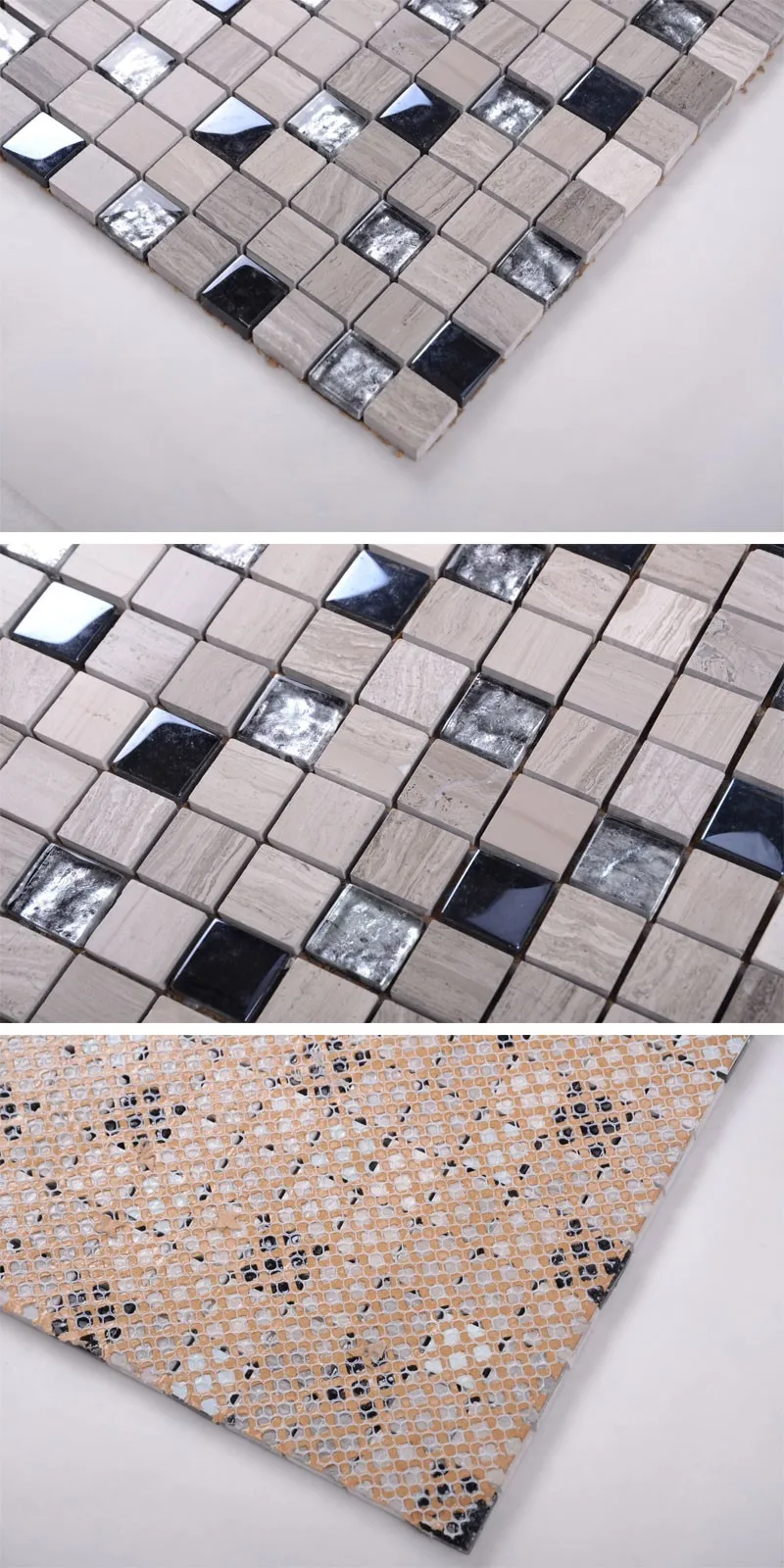 Hỗn hợp màu Pha Lê Mosaic Tiles, Khảm Lưới, Gạch Mosaic Tường Dán