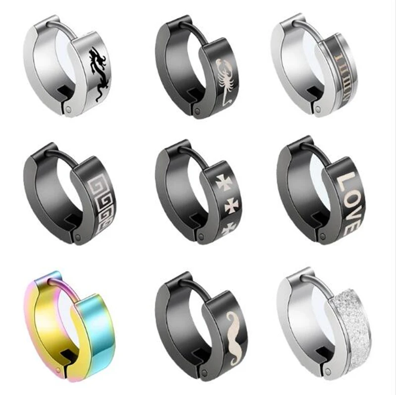 Noble Black Stainless Steel Hoop Earrings For Men Buy