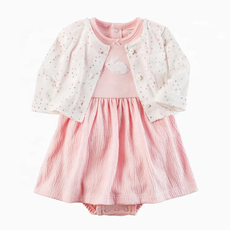 

2pcs dress suit cotton frocks kids clothes party dress for baby girl, As picture