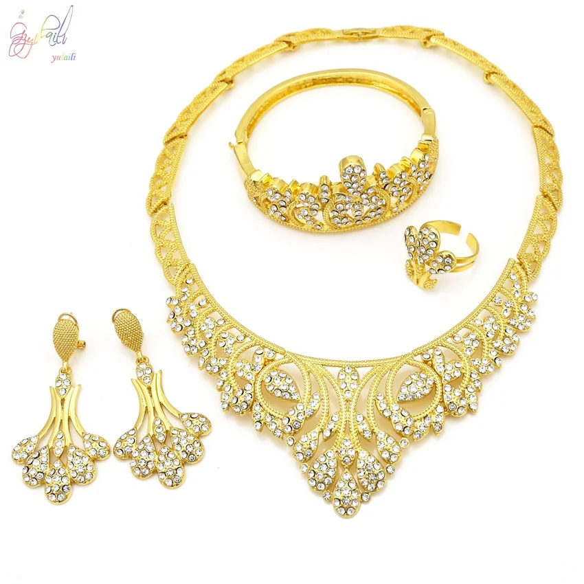 24k Gold Plated Fashion Jewelry Sets Of Imitation Wedding Bridal