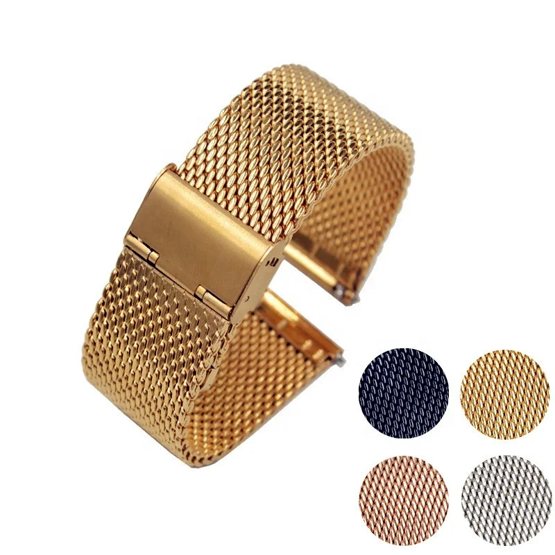 

Best selling quick release 304 stainless steel 1.0mm wire mesh wrist soft watch band strap, Sliver\black \gold\rose gold