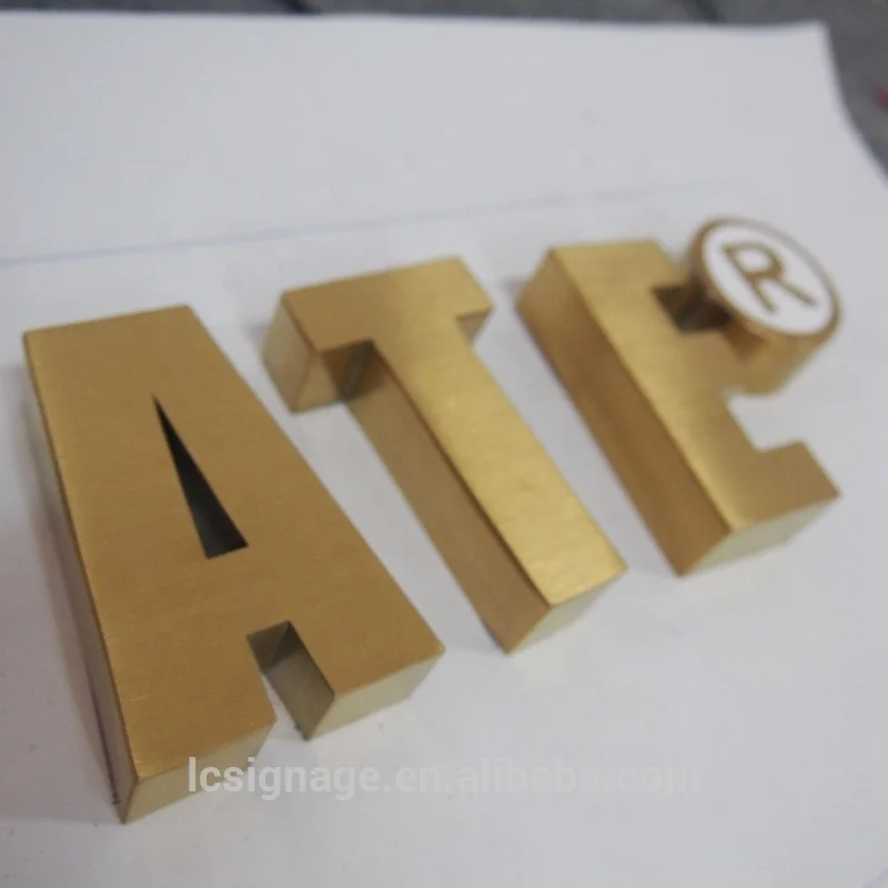 Custom brass alphabet letter panel metal logo sign