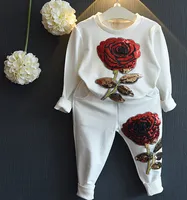 

Autumn embroidered sequins for boys and girls sportswear rose children suit parent-child suit