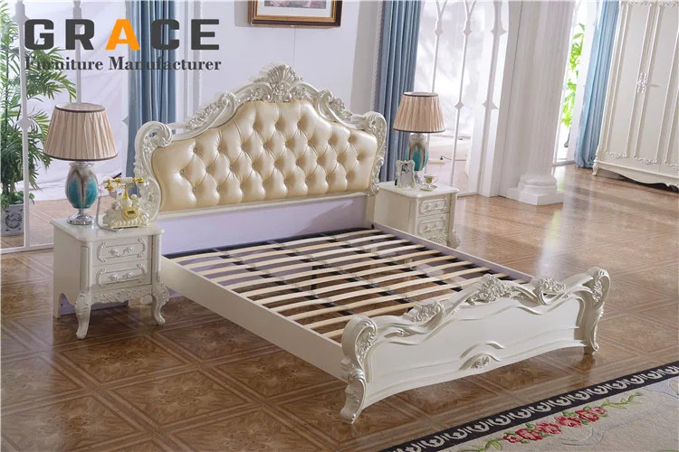 Factory price European style italian MDF panel leather bed room furniture queen king bedroom set modern design with storage