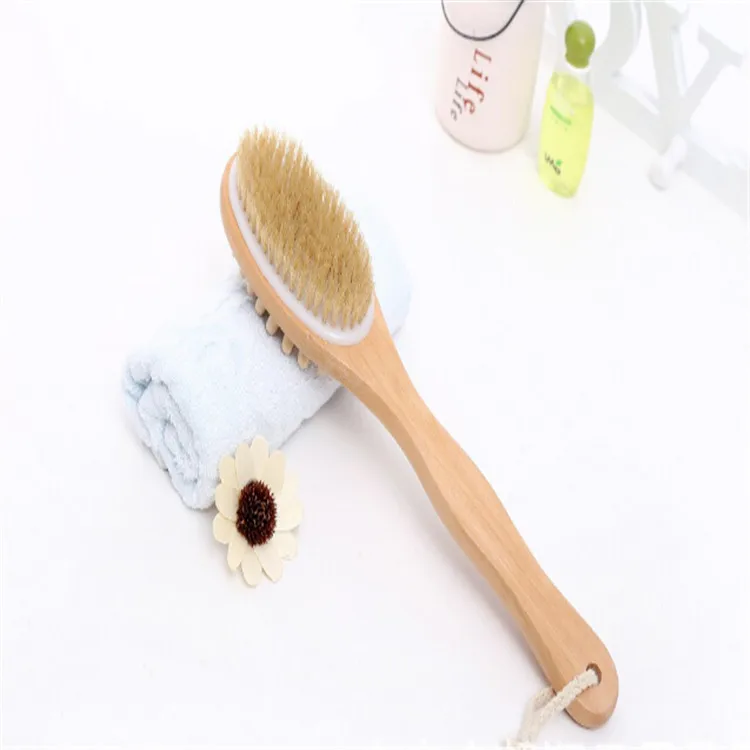 

new design massager bath wooden double facial cleansing brush, Natural wood color