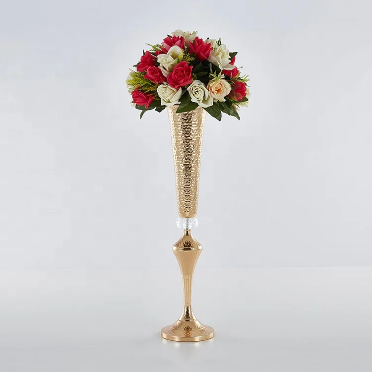 

2019 new products Long horn stand vase wedding, Gold or silver