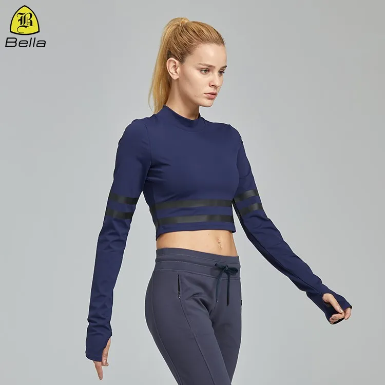 

2019 New Fashion Long Sleeves Shirts Gym Thumb Hole Tops Sport Wears Women