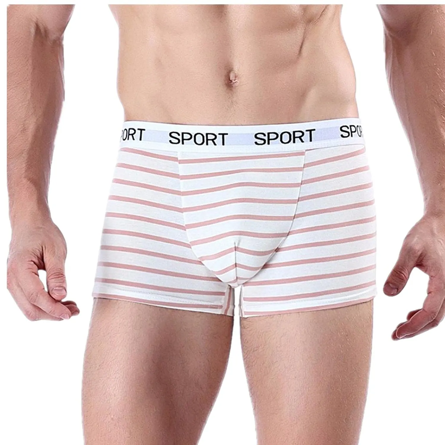 Ximandi Men Transparent Underwear Print Cotton Bulge Pouch Underpants