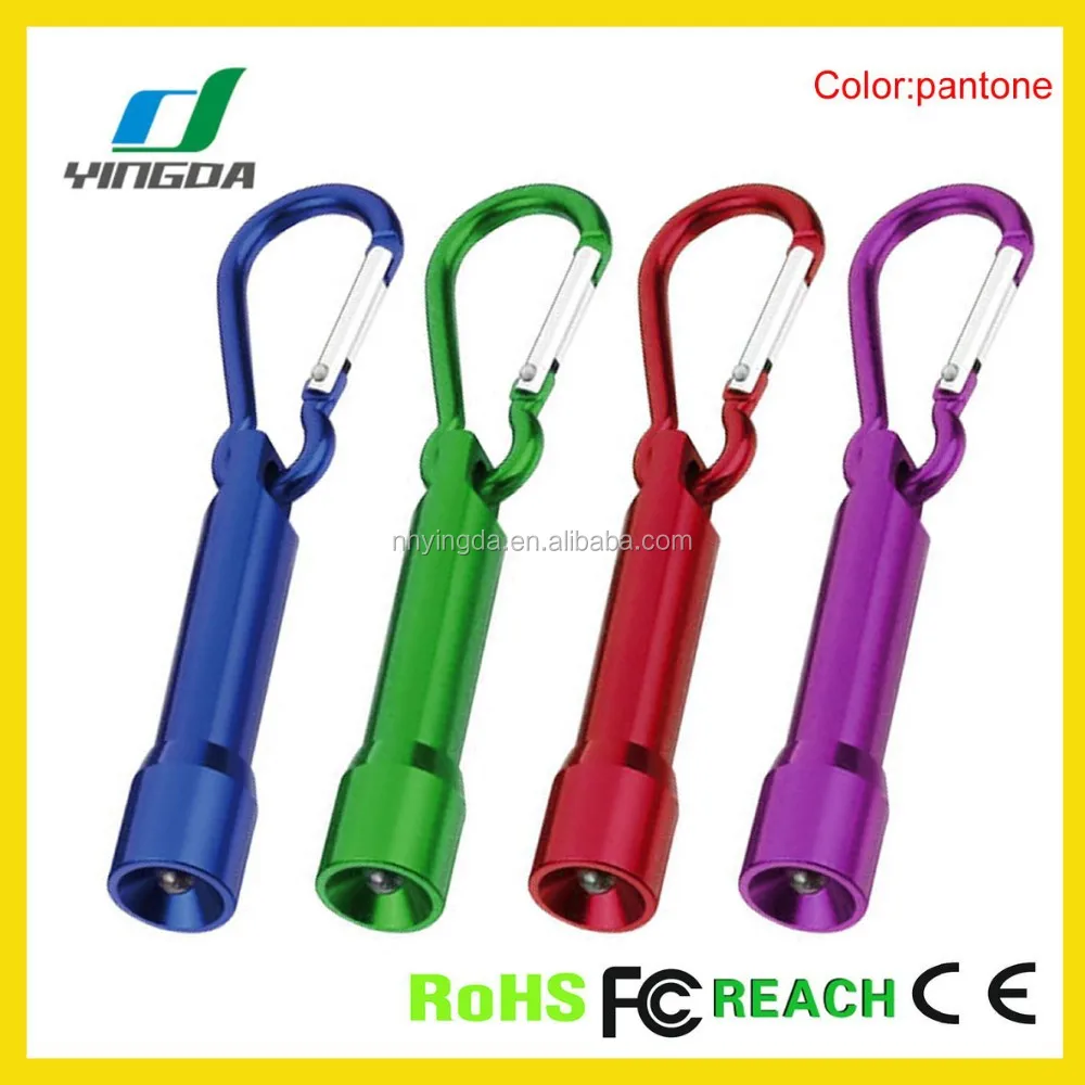 
factory price aluminum mini keychain button batteries promotional 1 led flashlight with carabiner 