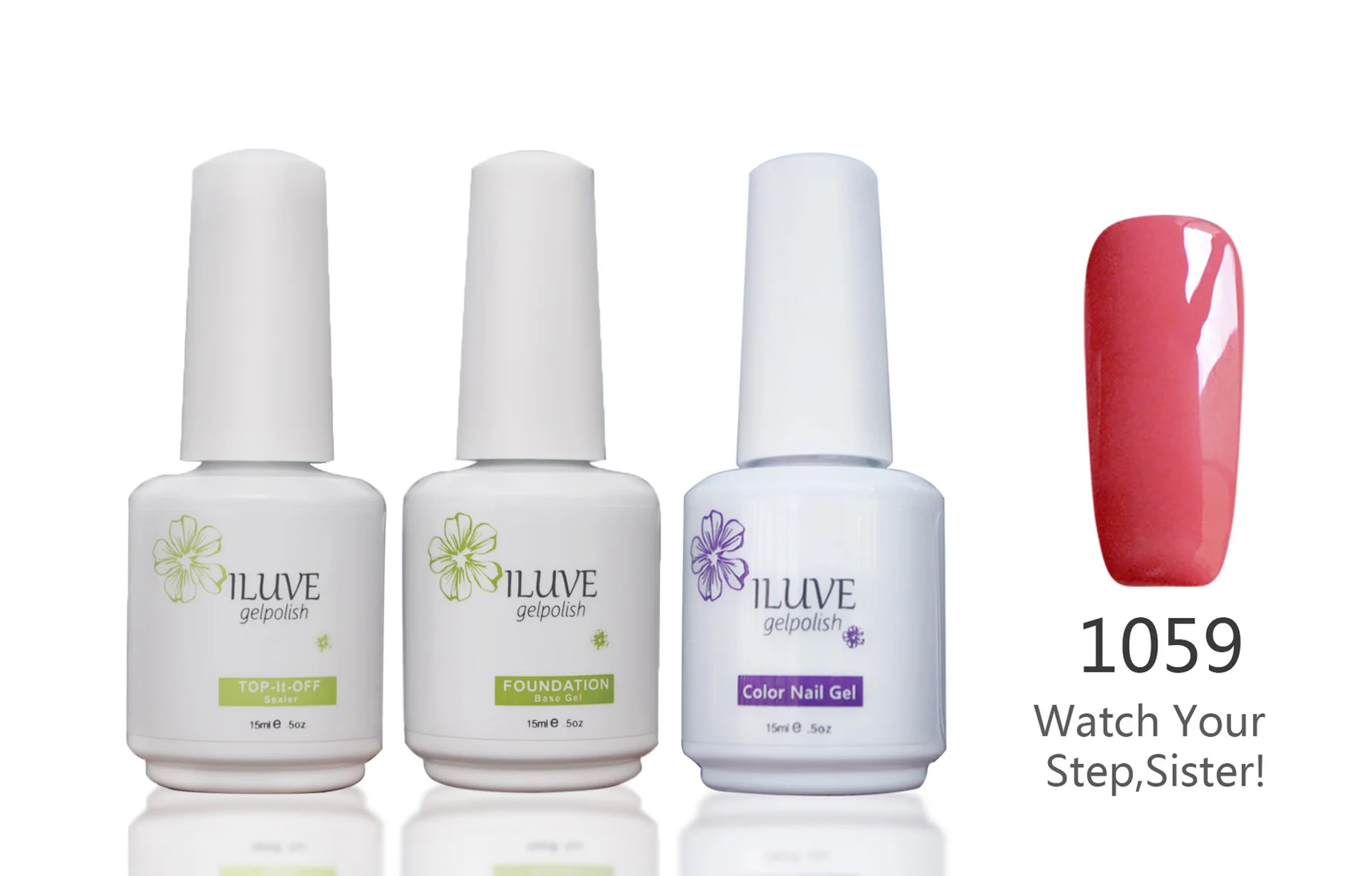 3 packs iLuve Professional Rose Pink Nail Gel Polish Set UV LED Lamps Gel 15ml Base