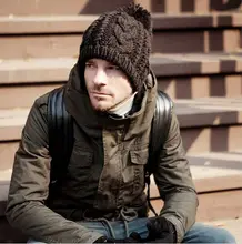 2016 Moda Tricô Chapeus para As Mulheres e Os Homens de Inverno Ao Ar Livre quentes Chapéus Sólidos Plaid Men Beanie Hat 4 cores Para selecionar