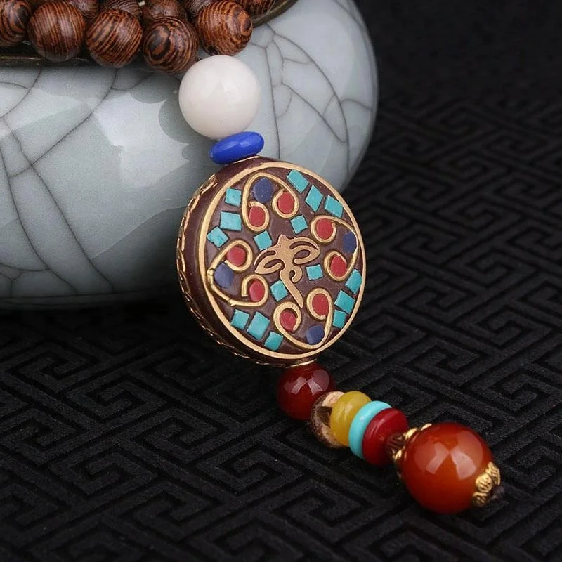 

fashion evade ethnic necklace,The flower of religious round plate Nepal jewelry,handmade sanwood bodhi vintage pendant necklace, N/a