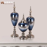 

Classic europe ceramic jar Blue vase arrange flower home Entrance kitchen decorative accessories