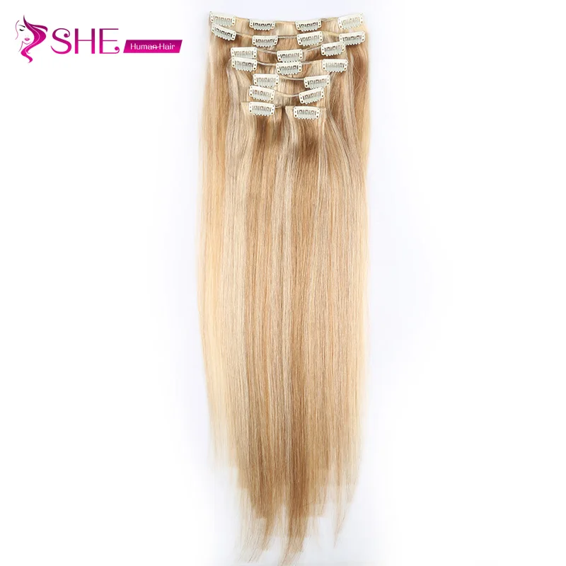 

wholesale full cuticles best hair extensions remy double drawn clip in real hair extension