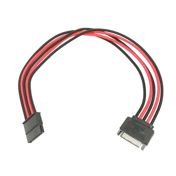 Multicolor sleeved molex 5pin to SATA 15pin computer power extension cable - ANKUX.COM