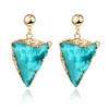 Exquisite Unique Female Resin Stone Triangle Dangle Druzy Statement Earrings