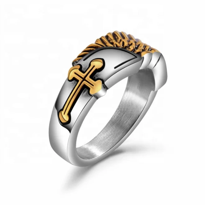 

Retro Design Stainless Steel Jewelry Fashion Cheap Rings Gold Cross Ring For Men
