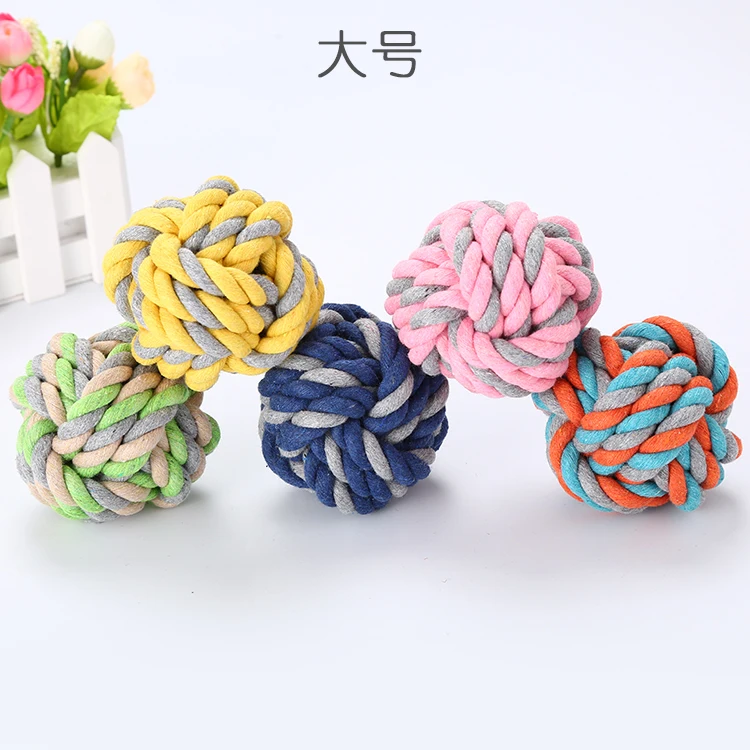 

Rope Ball Dog Toy Teeth Cleaning Chew Toys Wholesale Braided Cotton for Dogs Pet Toys Different Color Cotton +ployster Opp Bag