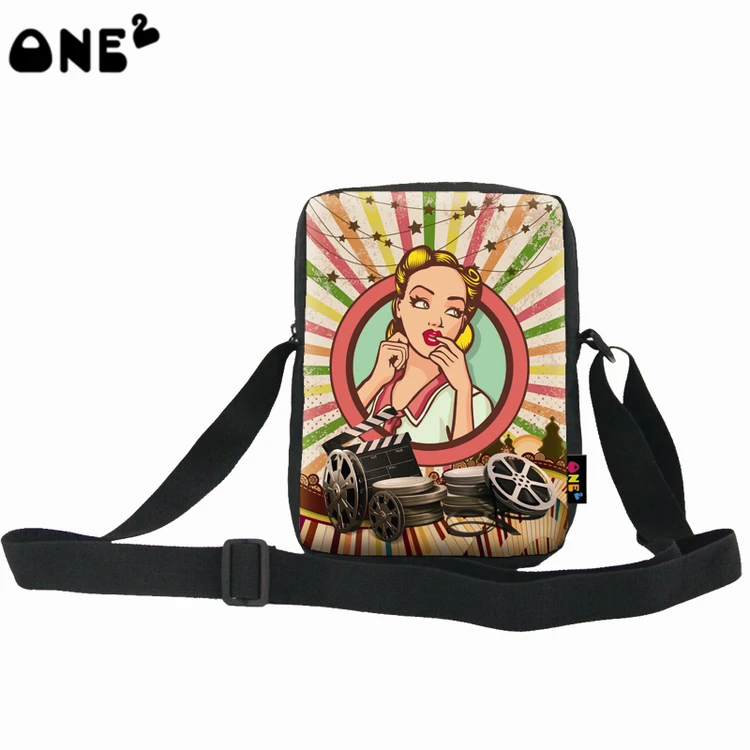 

ONE2 Design girls retro small single shoulder messenger polyester bling bag, As picture