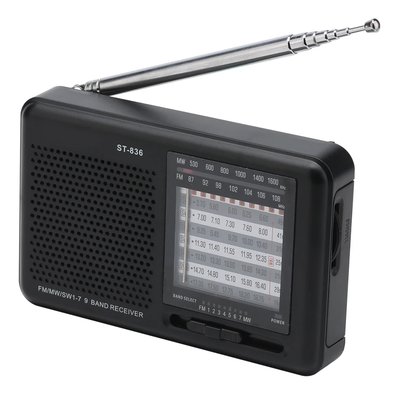 

AM/FM portable pocket radio best reception and longest lasting with a built-in large speaker emergency kit, Black