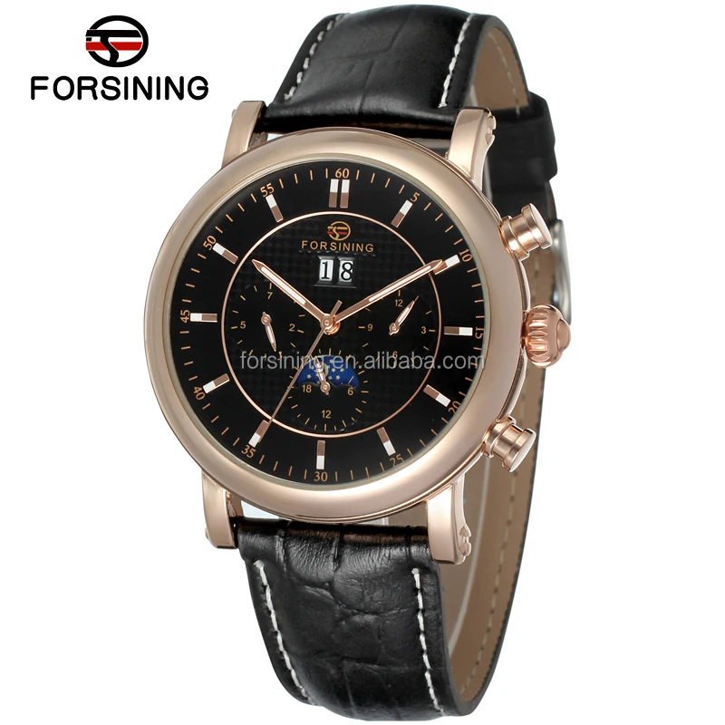 

New Fashion Automatic Watches Men Moon Phase Dress Wristwatch