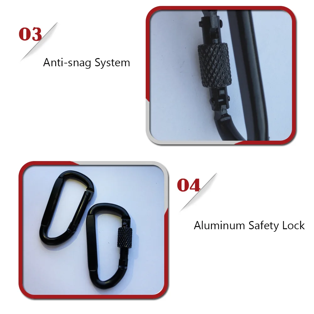 Factory Price New 7mm D Type Carabiner Black Snap Hook with Aluminum Bolt Snap Hook Logoblack Carabiner